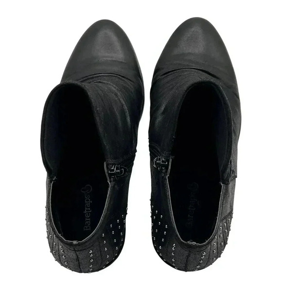 BareTraps Gericka Black Boots Studded Women 8.5M Pointed Toe Ruching  Booties - Picture 9 of 15